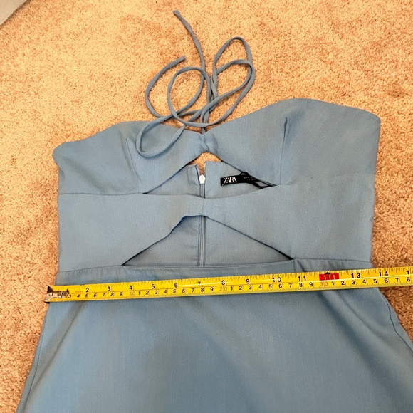 Zara blue cut-out halter top bodycon midi dress Sz L NWOT bloggers fave - Picture 13 of 16